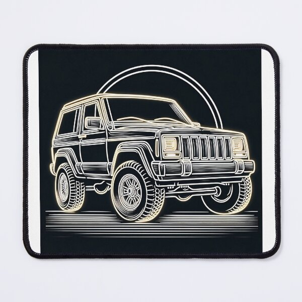 Item preview, Cherokee XJ 4x4 USA offroad Vintage old school vehicle  - line art designed and sold by Off-Road-Zone.