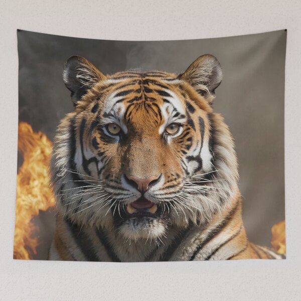 Item preview, Inferno Fury: The Furious Tiger Amidst Flames designed and sold by RK - Shop.