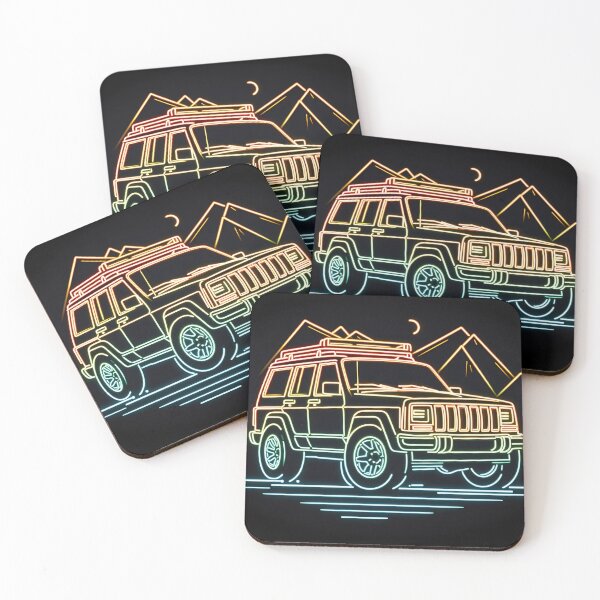 Item preview, Cherokee XJ 4x4 USA offroad Vintage old school vehicle  - neon line art designed and sold by Off-Road-Zone.