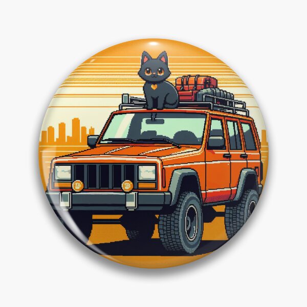 Item preview, Cherokee XJ 4x4 USA offroad Vintage old school vehicle  - red with cat designed and sold by Off-Road-Zone.