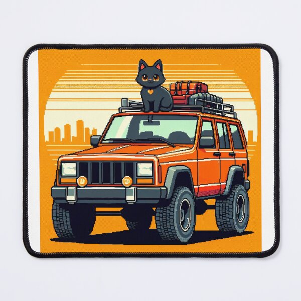 Item preview, Cherokee XJ 4x4 USA offroad Vintage old school vehicle  - red with cat designed and sold by Off-Road-Zone.