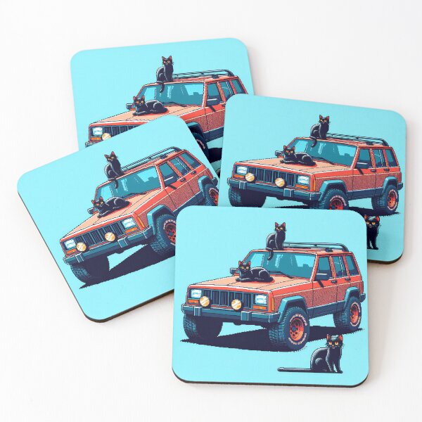 Item preview, Cherokee XJ 4x4 USA offroad Vintage old school vehicle  - red with 2 cats designed and sold by Off-Road-Zone.