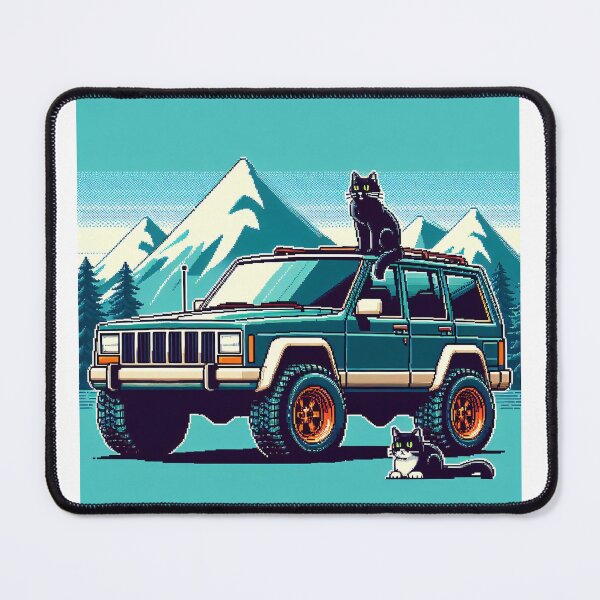 Item preview, Cherokee XJ 4x4 USA offroad Vintage old school vehicle  - green with 2 cats designed and sold by Off-Road-Zone.