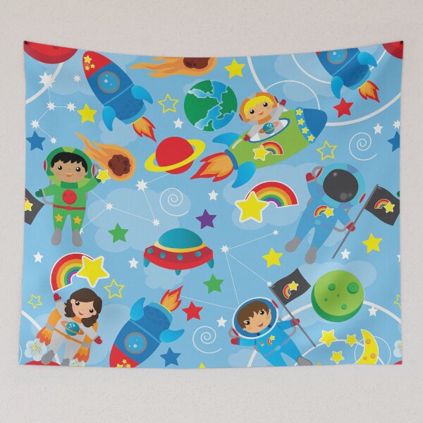 Item preview, Space adventure crew light blue pattern designed and sold by smalladventures.