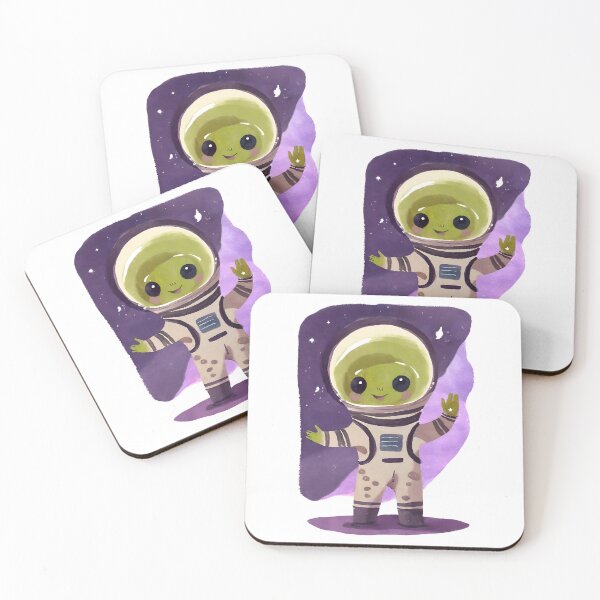 Item preview, Cute Watercolor Space Alien Astronaut designed and sold by FarmOfCuties.