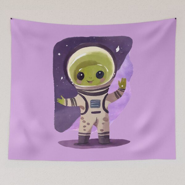 Item preview, Cute Watercolor Space Alien Astronaut designed and sold by FarmOfCuties.