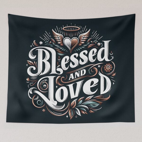 Item preview, Blessed and Loved, typography designed and sold by maxmaj.