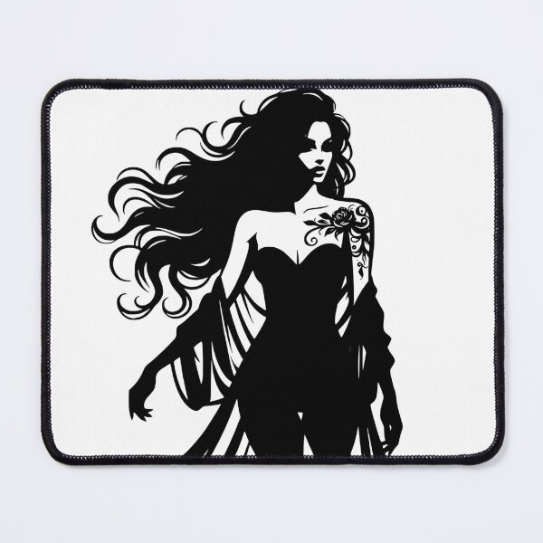 Item preview, Rock Chick Black Silhouette Inked Goddess Line Art designed and sold by FrequencyV.