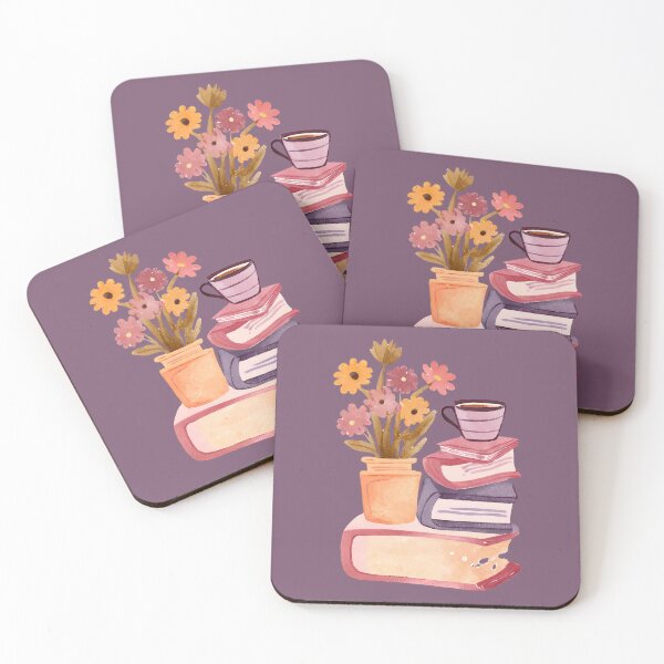 Item preview, Books and Coffee and Flowers, Cute Watercolor  designed and sold by FarmOfCuties.