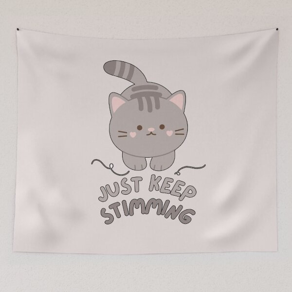 Item preview, Just Keep Stimming - Cat Version (Warm Grey) designed and sold by mydoodlesateme.