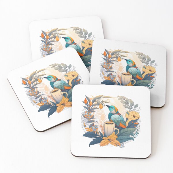 Item preview, coffeholic for coffee lover bird on a cup of coffee  designed and sold by Anna Sacha.