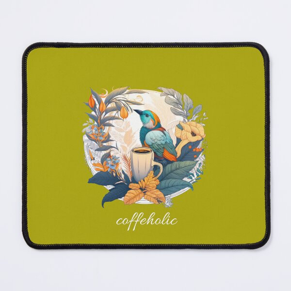 Item preview, coffeholic for coffee lover bird on a cup of coffee  designed and sold by Anna Sacha.