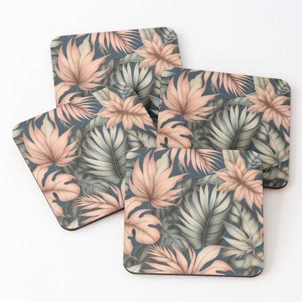 Item preview, Tropical Peach And Green Leaves Watercolor Painting designed and sold by IZiets.