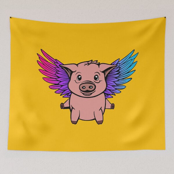 Item preview, Cute Androgynous Pride Flag Flying Pig, Kawaii Androgynous Flying Pig Design designed and sold by Travelslightly.