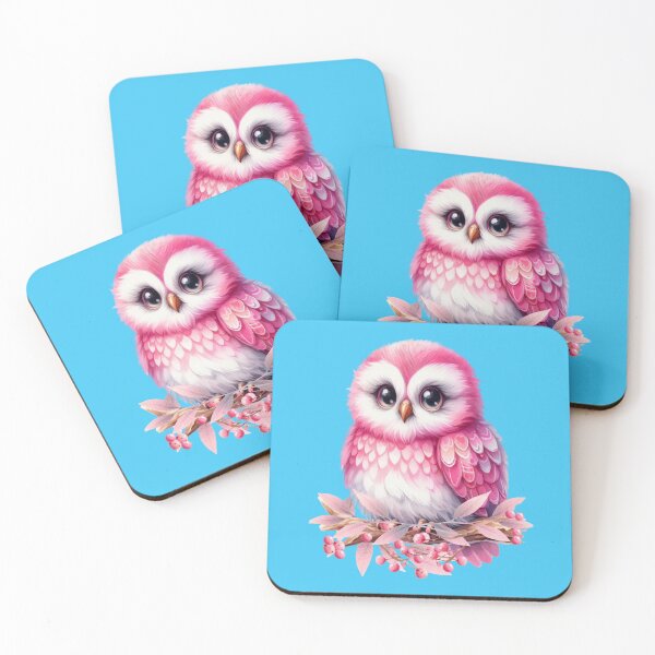 Item preview, Cute pink and white owl, fantasy art designed and sold by LoneAngel.