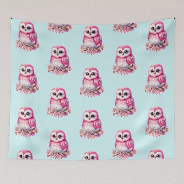 Item preview, Cute pink and white owl, fantasy art designed and sold by LoneAngel.