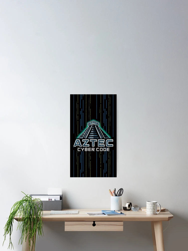 Thumbnail 2 of 3, Poster, Aztec Cyber Code designed and sold by HOMEDESIGNPRINT.