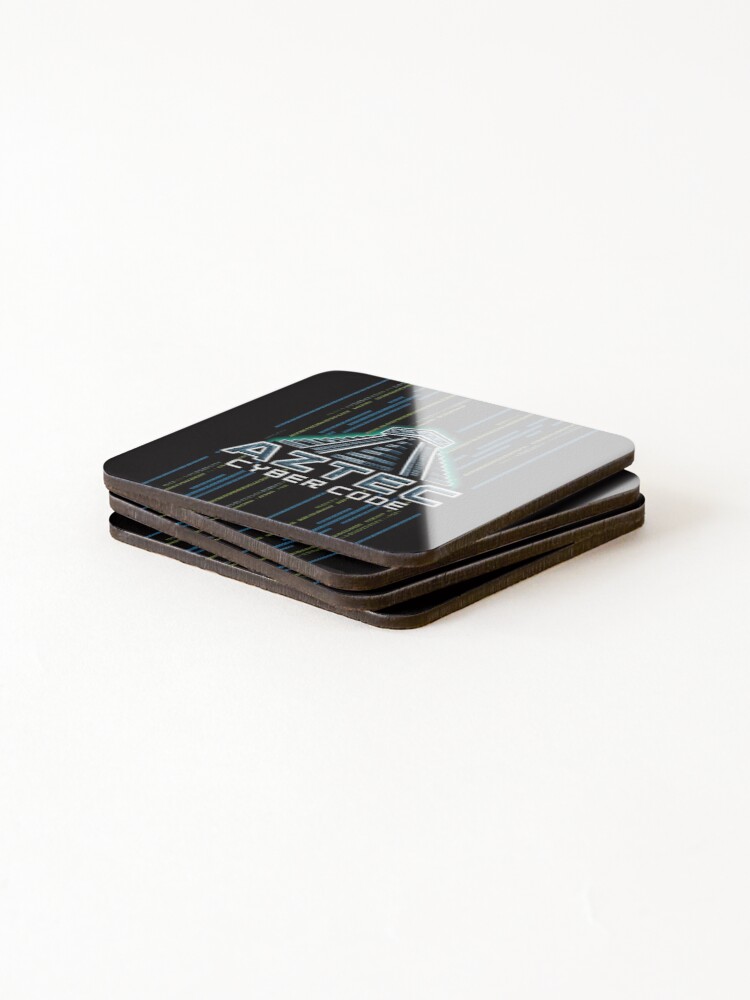 Thumbnail 4 of 5, Coasters (Set of 4), Aztec Cyber Code designed and sold by HOMEDESIGNPRINT.