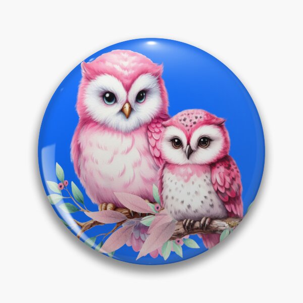 Item preview, Baby pink speckled owl with its mother, fantasy art designed and sold by LoneAngel.
