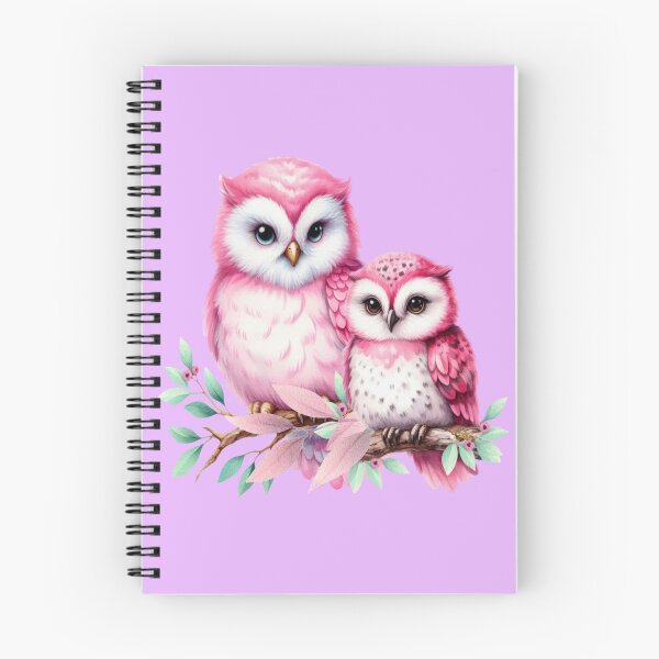 Item preview, Baby pink speckled owl with its mother, fantasy art designed and sold by LoneAngel.