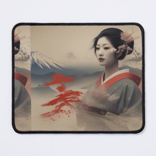 Item preview, Beautiful geisha full body picture, kimono , Fuji mountain vintage dreamy designed and sold by Coolparrotgirl.