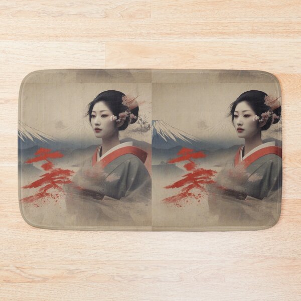 Item preview, Beautiful geisha full body picture, kimono , Fuji mountain vintage dreamy designed and sold by Coolparrotgirl.