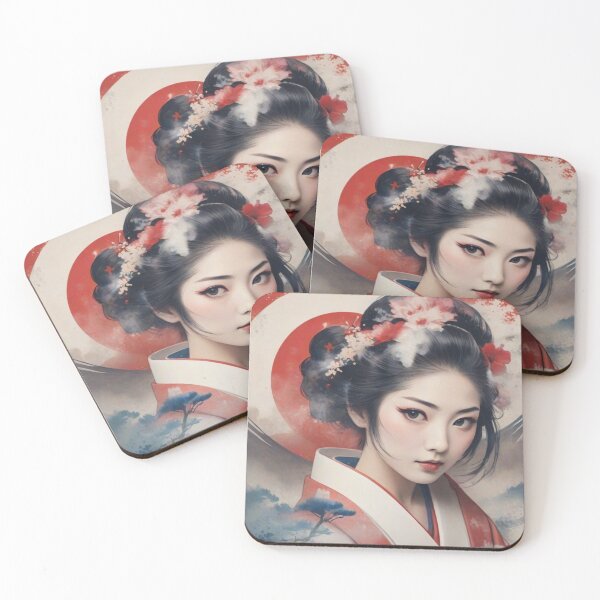 Item preview, Beautiful geisha full body picture, kimono , vintage dreamy Fuji mountain designed and sold by Coolparrotgirl.