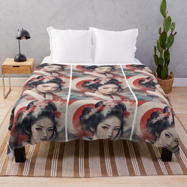 Item preview, Beautiful geisha full body picture, kimono , vintage dreamy Fuji mountain designed and sold by Coolparrotgirl.