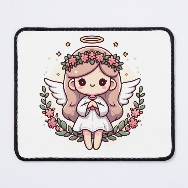 Item preview, Kawaii Pleasant Angel With A Floral Wreath designed and sold by CanvasCutie.