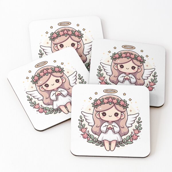 Item preview, Kawaii Pleasant Angel With A Floral Wreath designed and sold by CanvasCutie.