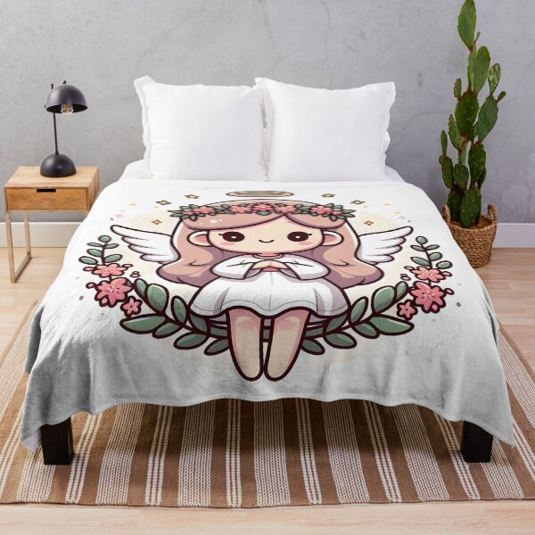 Item preview, Kawaii Pleasant Angel With A Floral Wreath designed and sold by CanvasCutie.