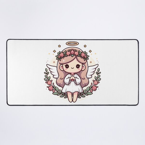 Item preview, Kawaii Pleasant Angel With A Floral Wreath designed and sold by CanvasCutie.