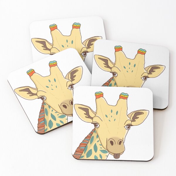 Item preview, Giraffe illustration with yellow and green leaf stripe pattern design  designed and sold by KC-DESIGN.