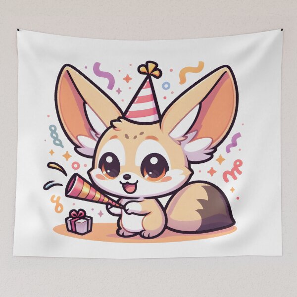 Item preview, Kawaii Fennec With Party Popper designed and sold by CanvasCutie.