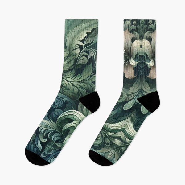 Item preview, retro green floral patterns designed and sold by revsdesign.