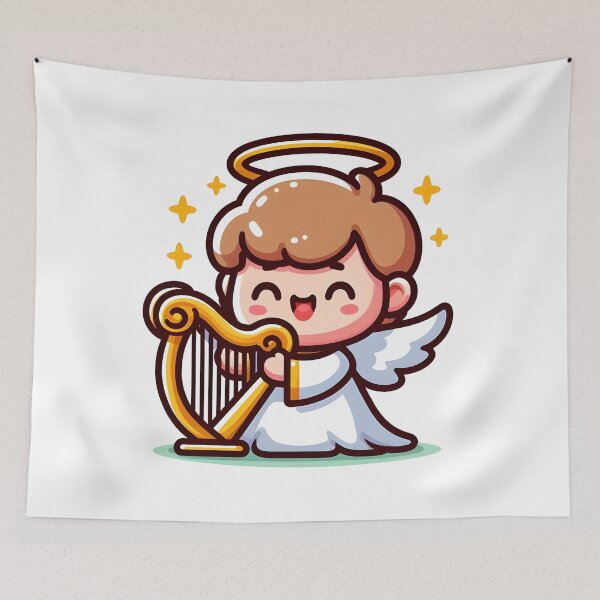 Item preview, Kawaii Giggly Angel With Golden Halo designed and sold by CanvasCutie.