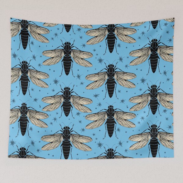 Item preview, Cicada pattern Insect collector entomology blue designed and sold by AlchemyColor.