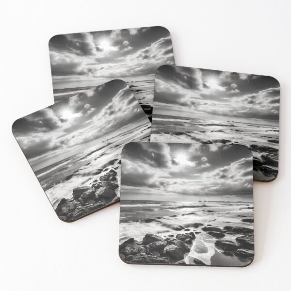 Item preview, Sunlit Shore: Monochromatic HDR Beachscape Photograph designed and sold by ShadeScapeArt.