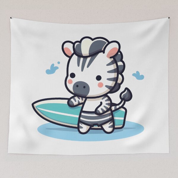 Item preview, Kawaii Zebra: A Surfboard designed and sold by CanvasCutie.