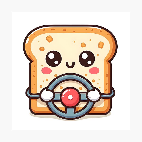Item preview, Kawaii Toast With Steering Wheel designed and sold by CanvasCutie.