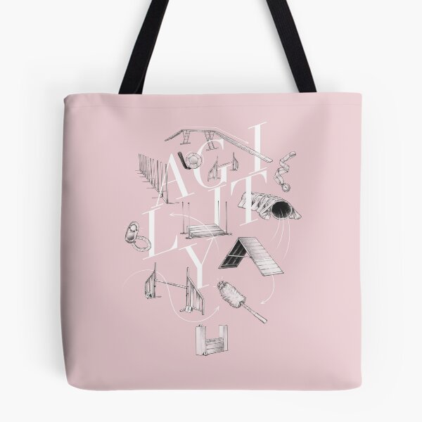 Item preview, FCI Agility Lettering with Hand Drawn Obstacle Illustrations Powder Pink designed and sold by JustPawsome.