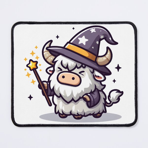 Item preview, Kawaii Yak With Wizard Hat Casting Spell designed and sold by CanvasCutie.
