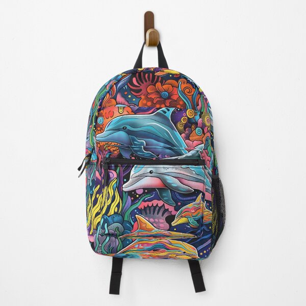 Item preview, Colorful dolphin Doodle Art psychedelic print designed and sold by dcrc.