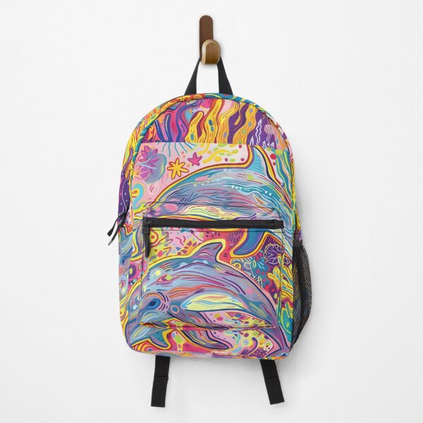 Item preview, colorful dolphin doodle art psychedelic print designed and sold by dcrc.