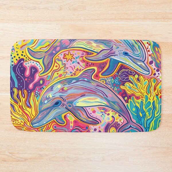 Item preview, colorful dolphin doodle art psychedelic print designed and sold by dcrc.