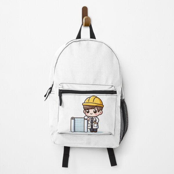 Item preview, Kawaii Engineer Wearing A Lab Coat Leaning On A Blueprint designed and sold by CanvasCutie.