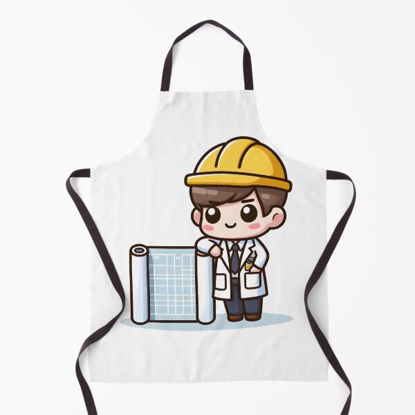 Item preview, Kawaii Engineer Wearing A Lab Coat Leaning On A Blueprint designed and sold by CanvasCutie.