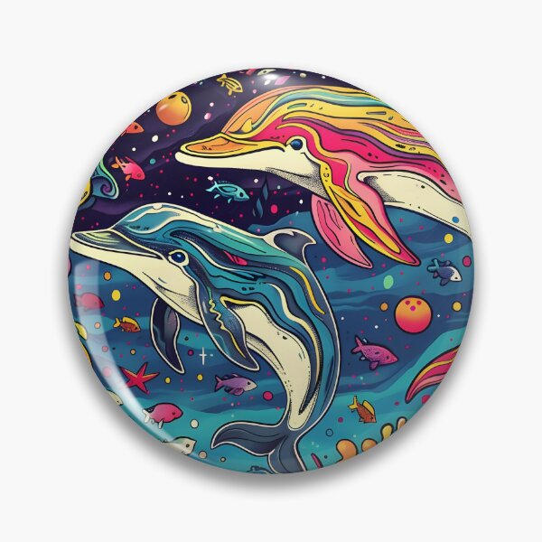 Item preview, colorful dolphin doodle art psychedelic print designed and sold by dcrc.