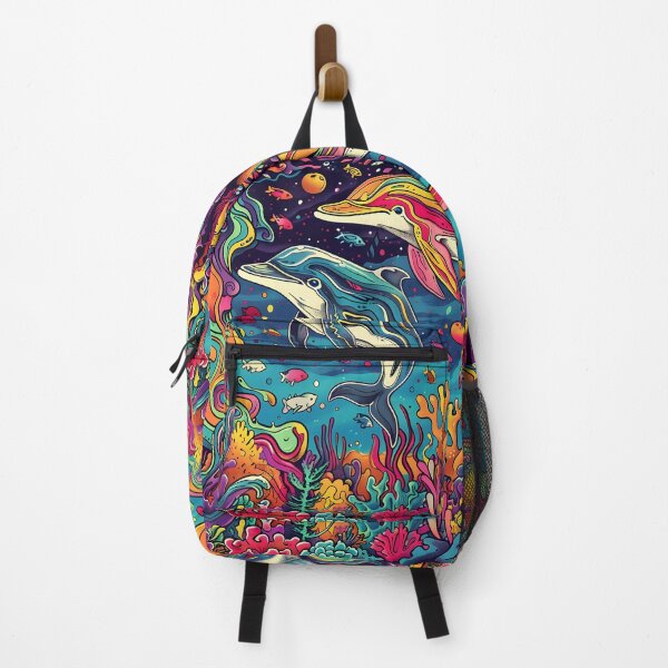 Item preview, colorful dolphin doodle art psychedelic print designed and sold by dcrc.