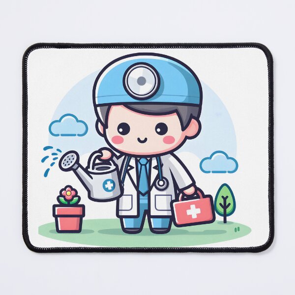 Item preview, Kawaii Doctor With Watering Can Gardening designed and sold by CanvasCutie.